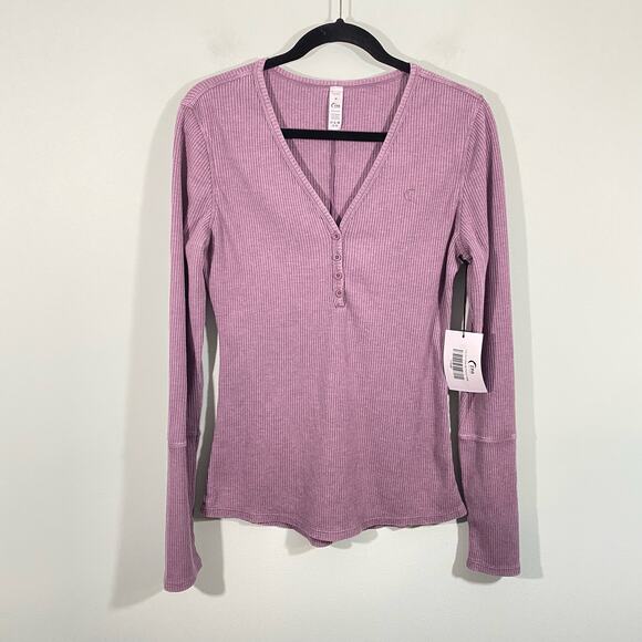 Zyia Active Purple Lilac Don't Wake Me Up Long Sleeve Thermal Henley Size M NWT - Picture 1 of 9